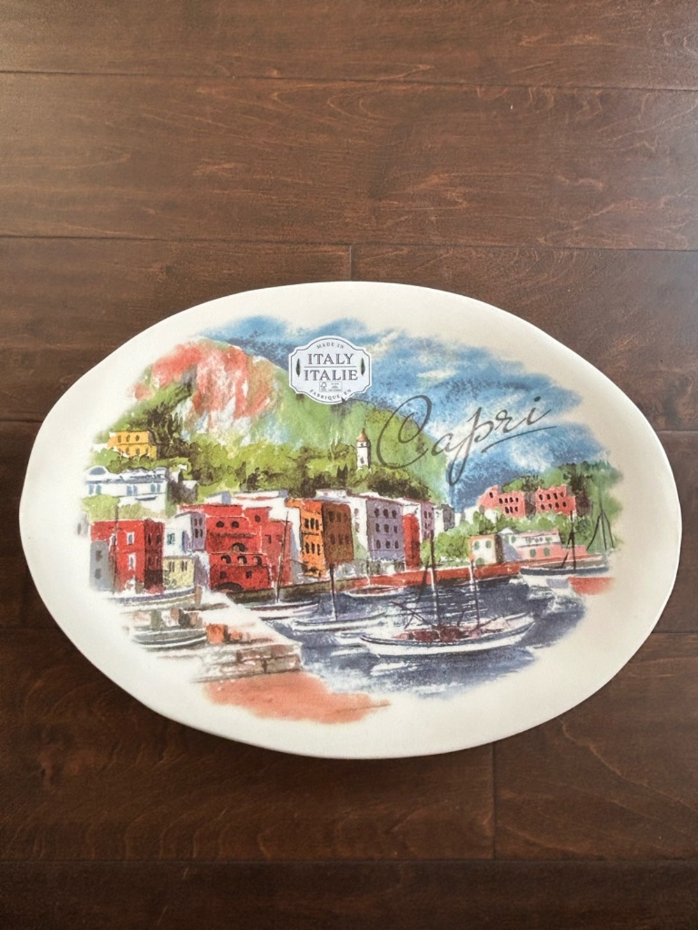 Ceramica Cuore New Platter Oval Made In Italy Sailboats Capri Scene - Picture 3 of 3